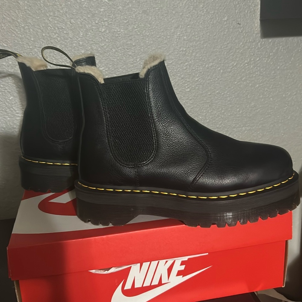 Dr Martens platform fur lined boots